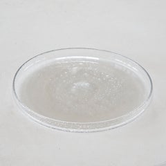 Large Daum France Glass Platter with Bubbles Mid 20th Century
