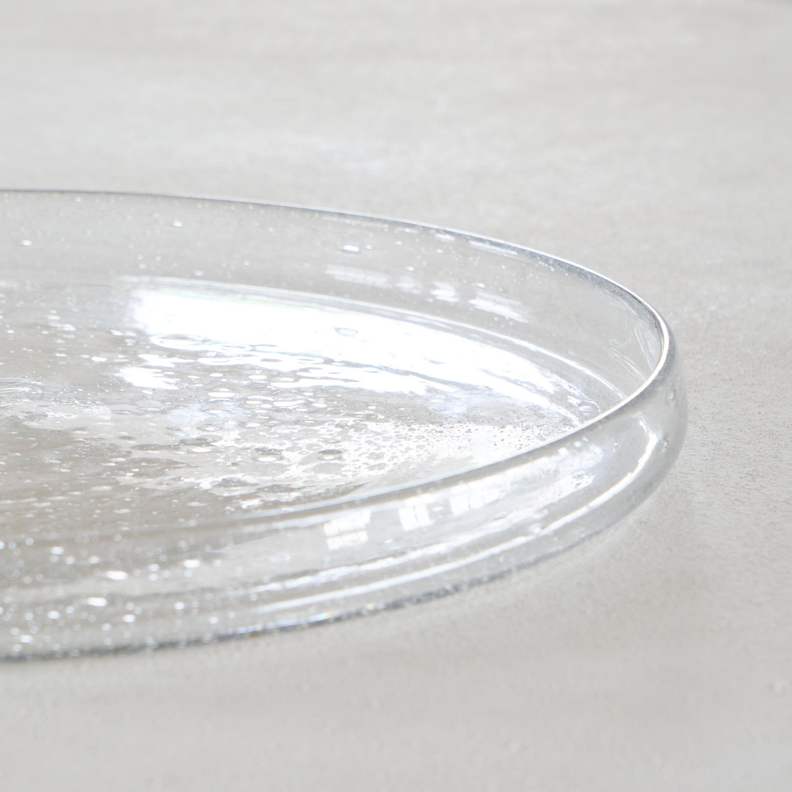 Large Daum France Glass Platter with Bubbles Mid 20th Century Francés en venta