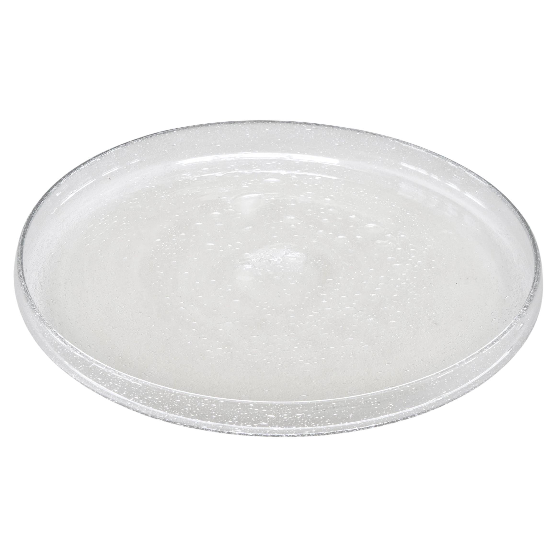 Large Daum France Glass Platter with Bubbles Mid 20th Century en venta