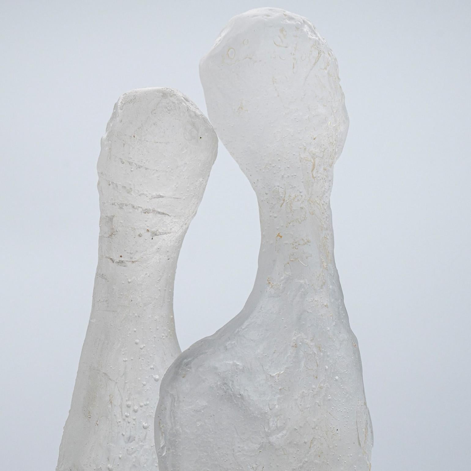 Francese Grande scultura maschile e femminile in Pâte de verre di Daum, Couturier, Francia in vendita