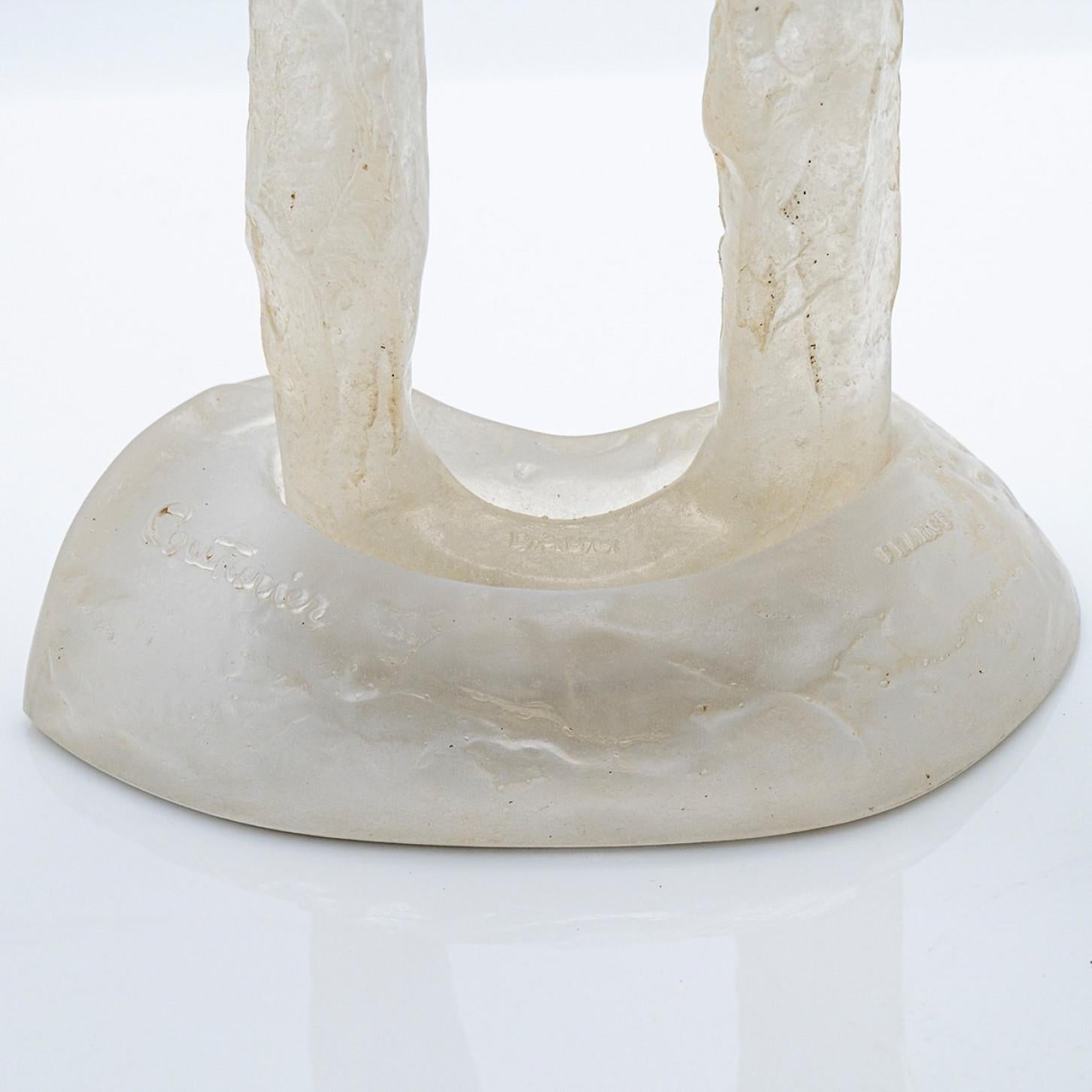 Vetro artistico Grande scultura maschile e femminile in Pâte de verre di Daum, Couturier, Francia in vendita