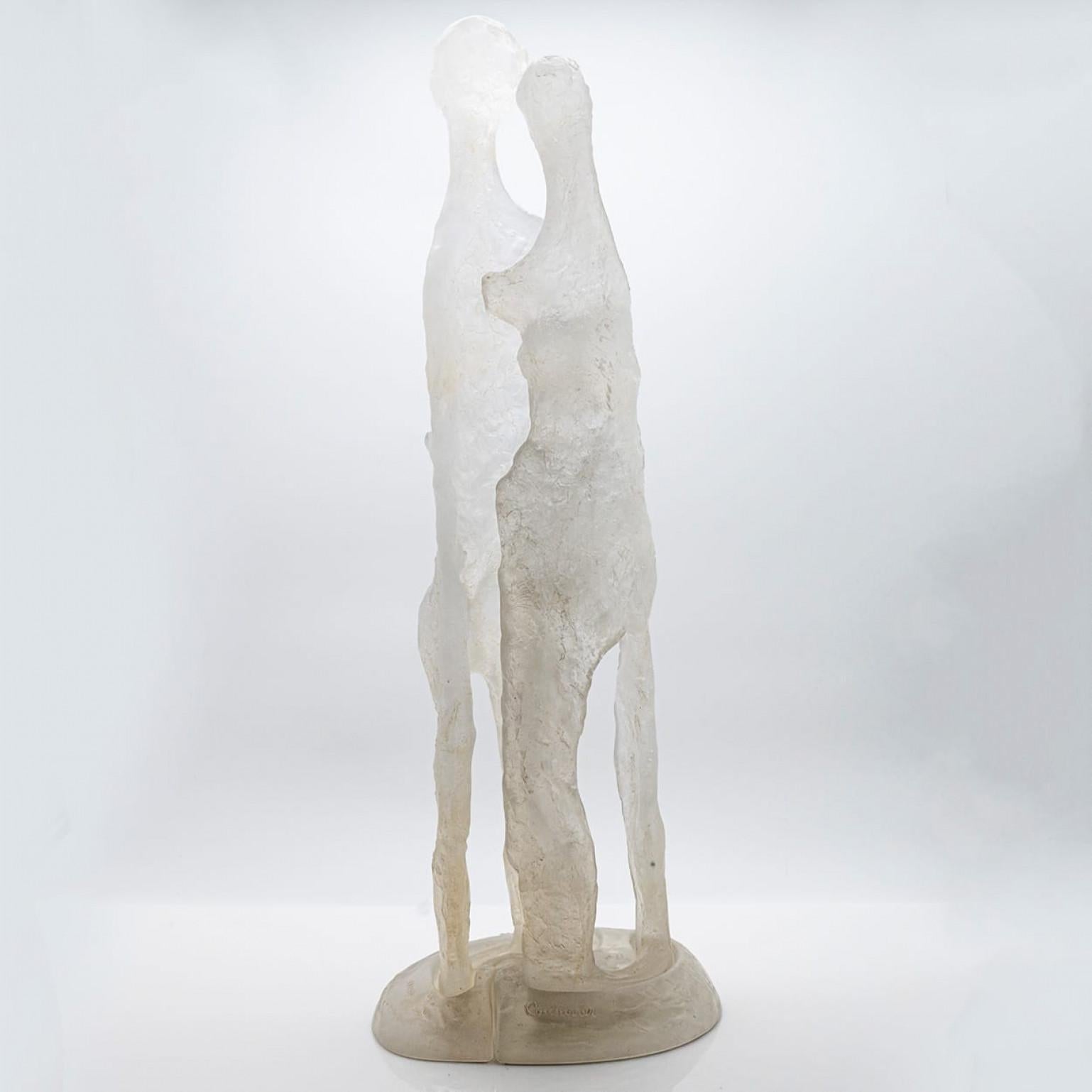 Grande scultura maschile e femminile in Pâte de verre di Daum, Couturier, Francia in vendita 1