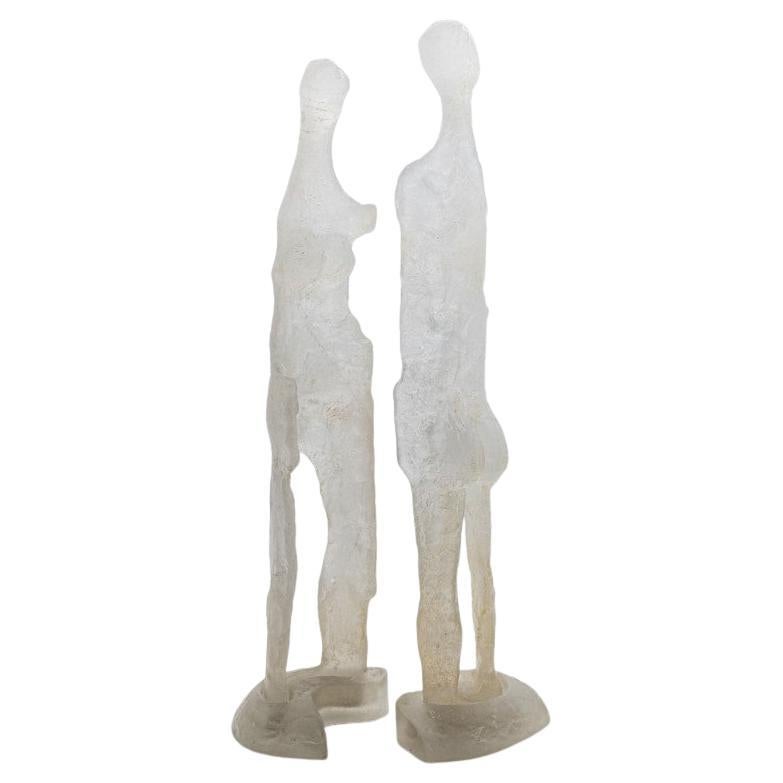 Grande scultura maschile e femminile in Pâte de verre di Daum, Couturier, Francia in vendita
