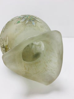 Large Daum Nancy Art Nouveau Cameo Glass Vase Edelweiss Decor 28cm