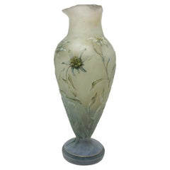 Große Jugendstil-Vase aus Kamee-Glas von Daum Nancy mit Edelweiss-Dekor 28cm