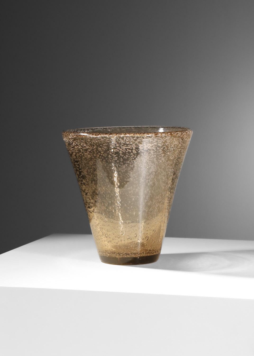 Grande vaso svasato Lorraine Nancy in vetro a bolle con croce di Lorena 1940 in vendita 1