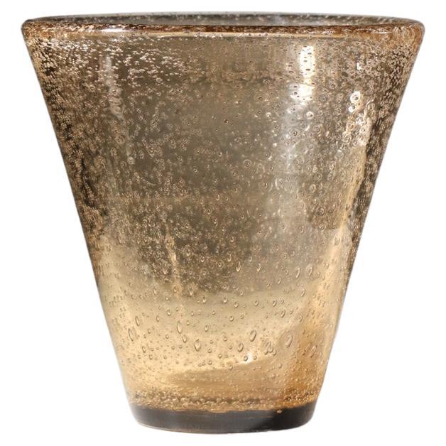 Grande vaso svasato Lorraine Nancy in vetro a bolle con croce di Lorena 1940