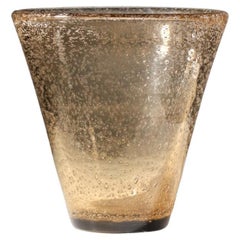 Große ausgestellte Daum Nancy-Vase aus Blasenglas mit Lorraine-Kreuz 1940