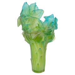 Large Daum Vase, Pâte de Verre, Signed Nancy 2008.