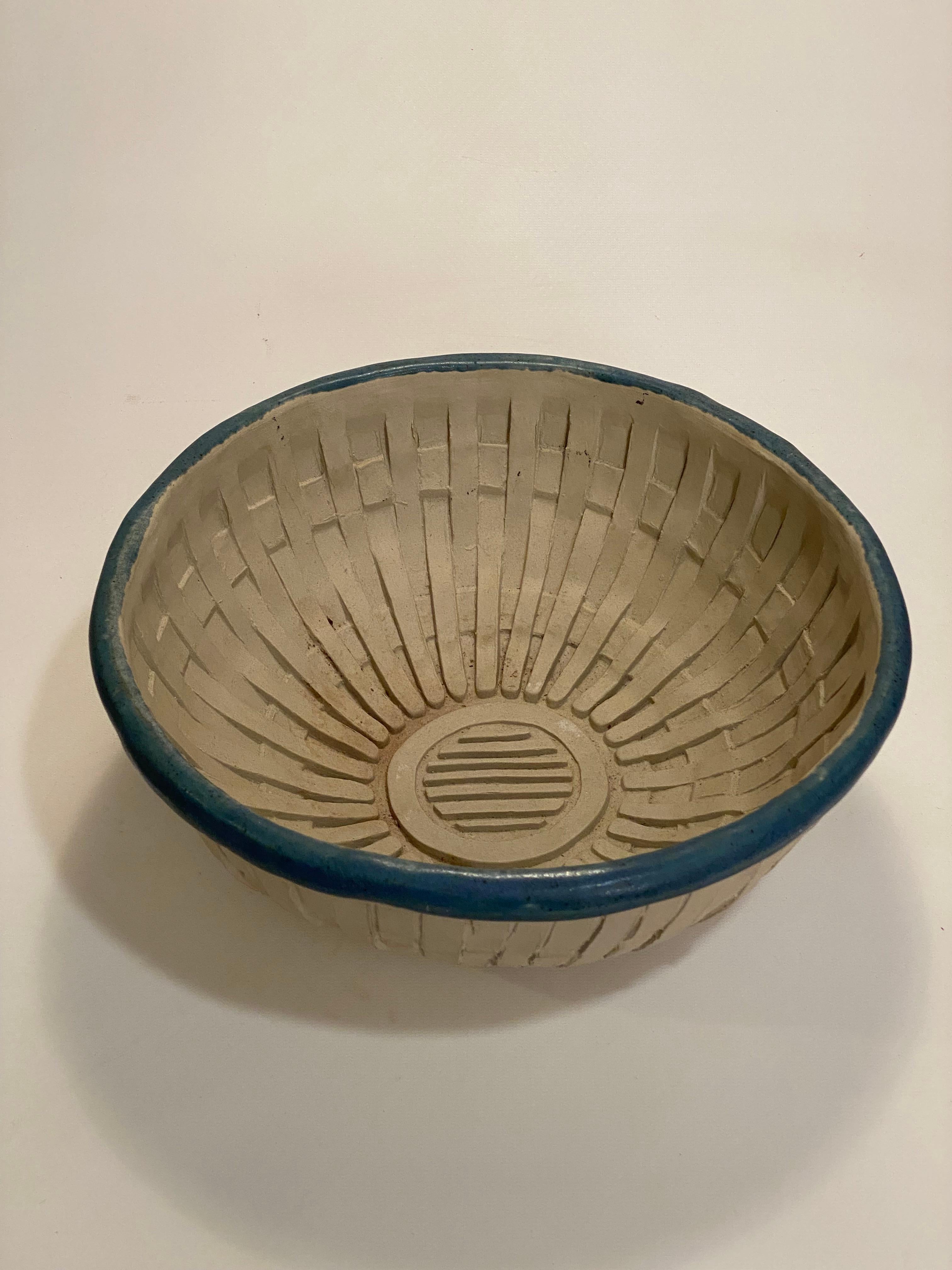 Post-Modern Large David Gil Bennington Lattice Work Pottery Bowl