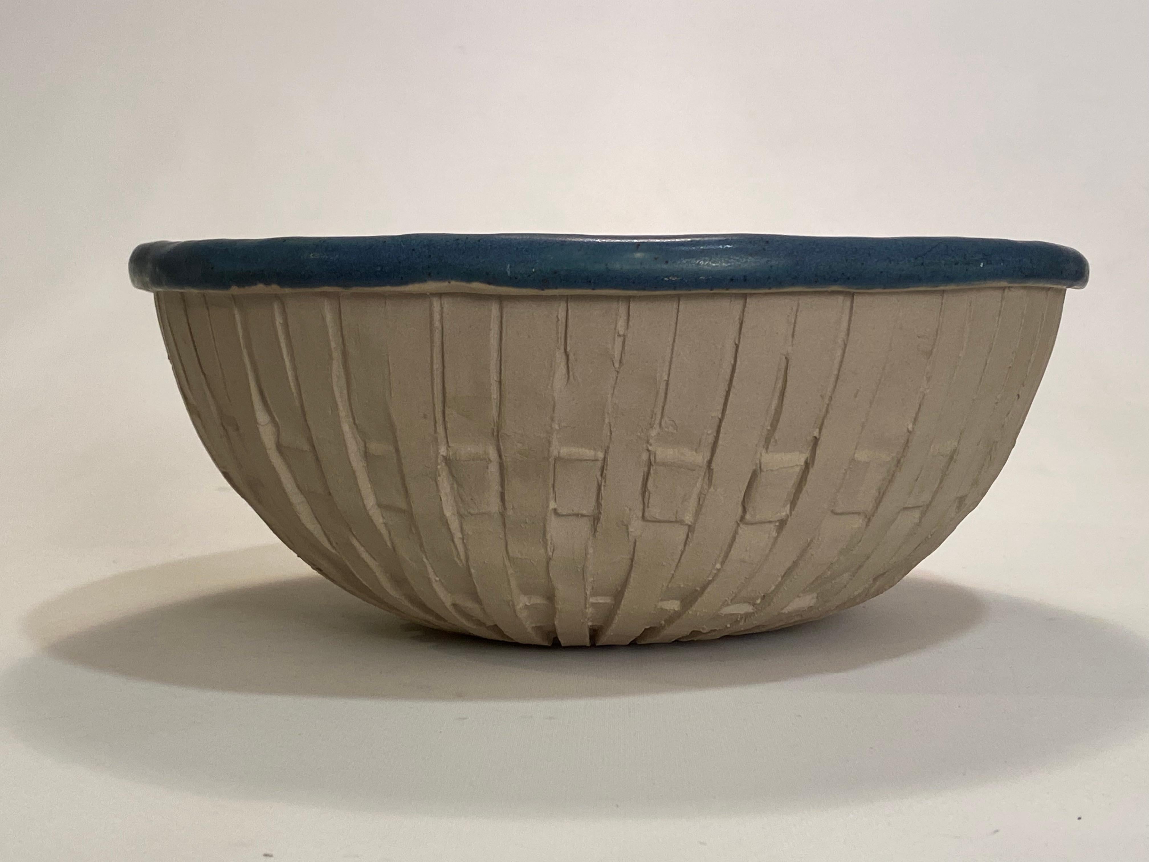 American Large David Gil Bennington Lattice Work Pottery Bowl