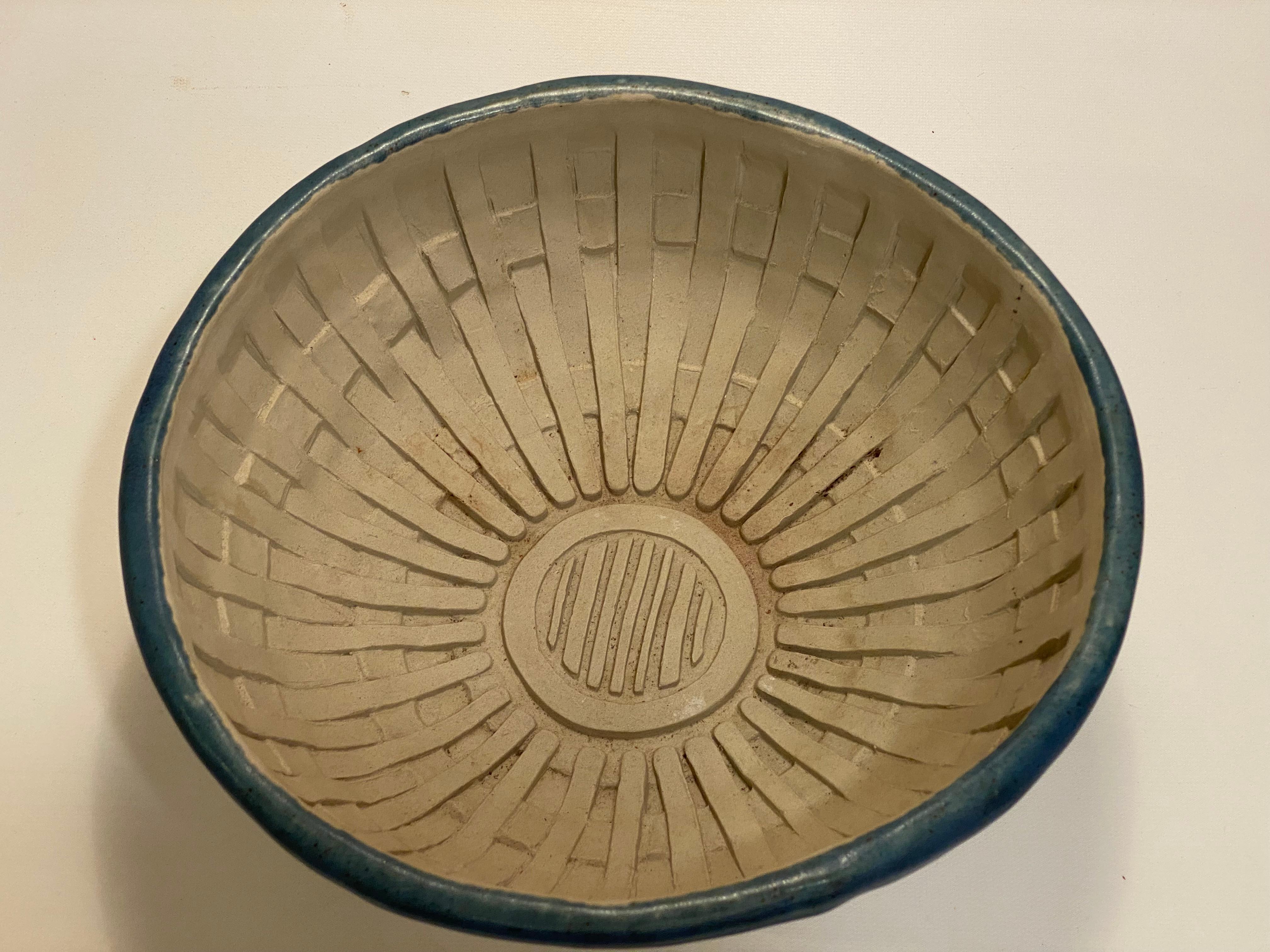 Hand-Crafted Large David Gil Bennington Lattice Work Pottery Bowl