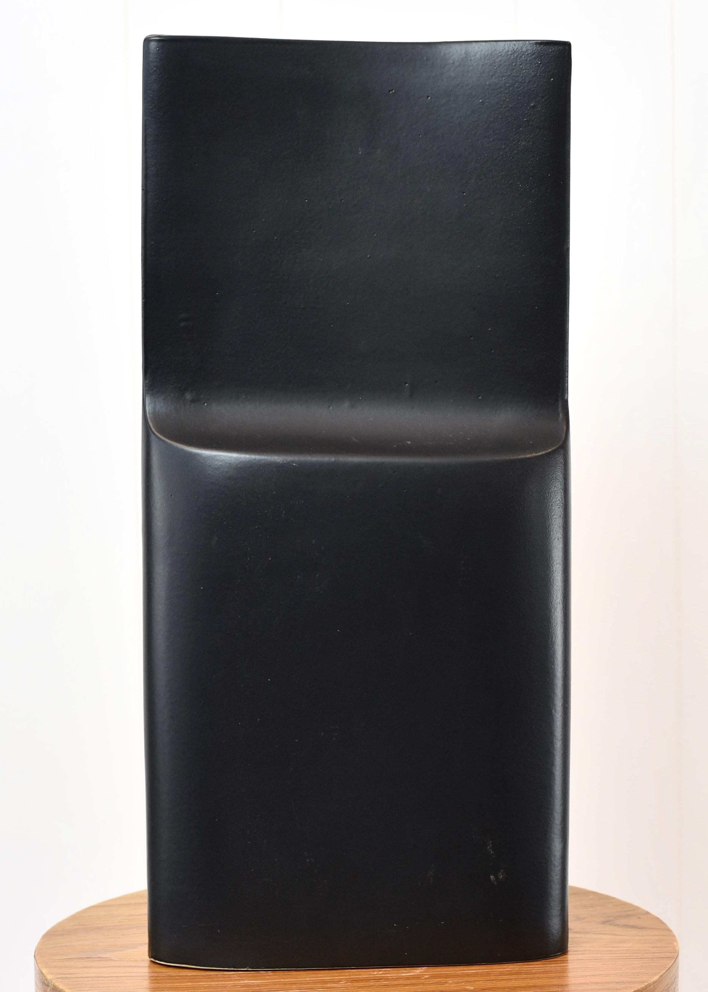 Contemporary Large David Gil for Bennington Pottery Black Vase  For Sale