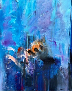 Large David Large Armitage Abstract Painting On Canvas