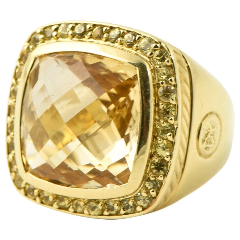 Large David Yurman Albion Citrine and Sapphire Gold Cocktail Statement Ring
