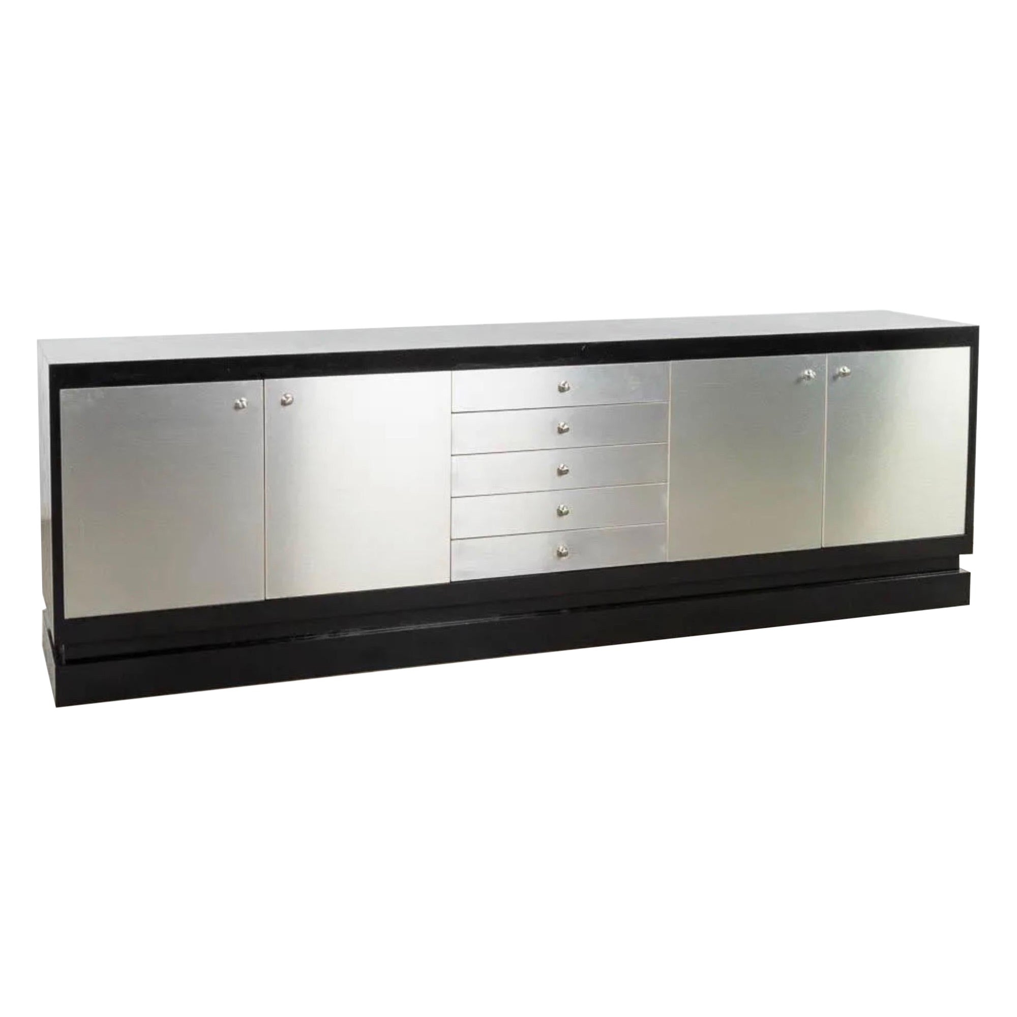 Großes Sideboard aus ebonisiertem Holz und Aluminium von De Coene