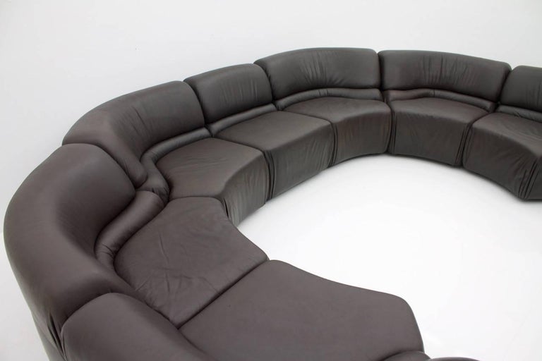 De Sede Cosmos Modular Dark Brown Leather Sofa Switzerland, 1970s 7
