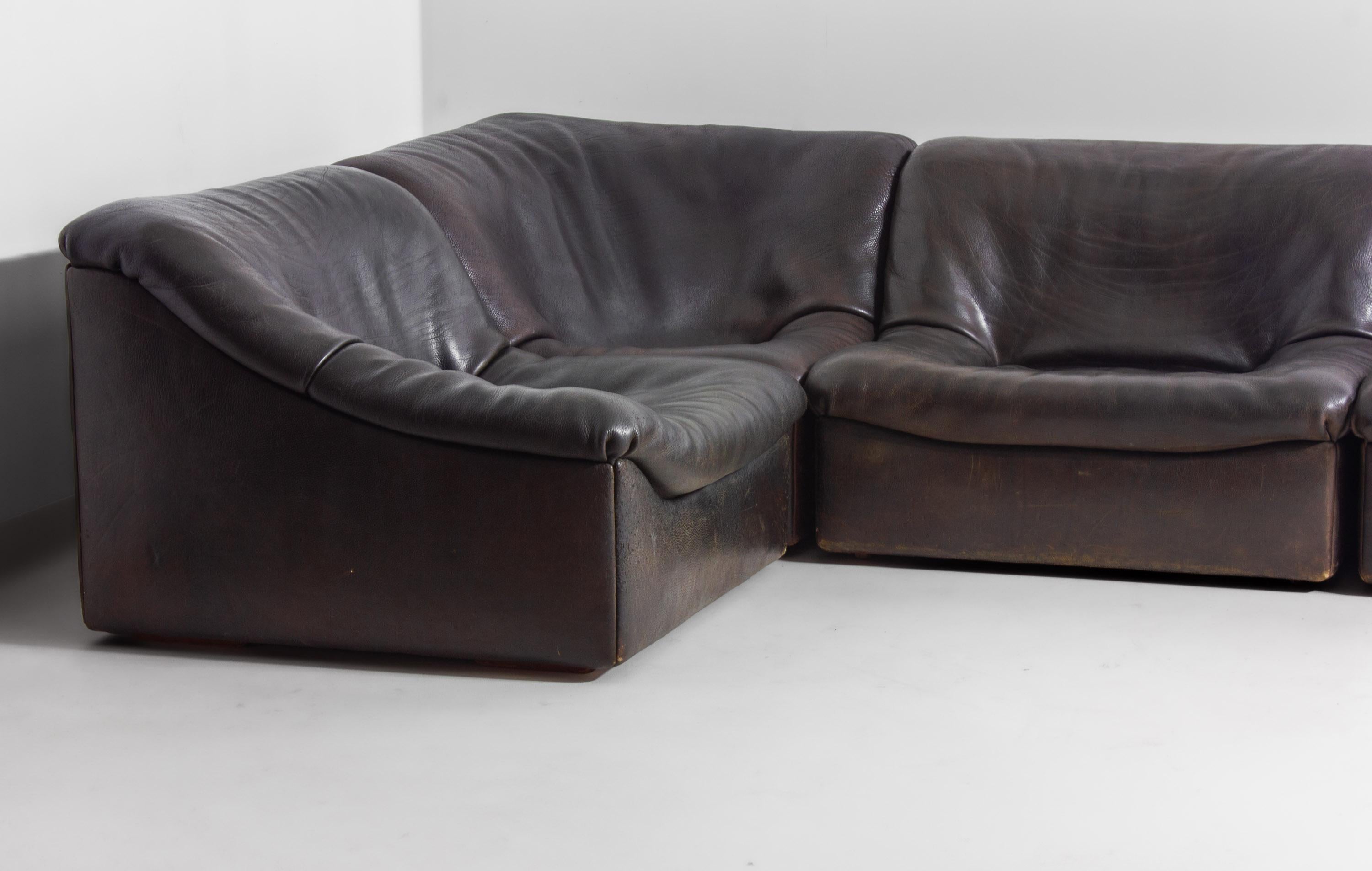Grand canapé modulaire De Sede 'DS-46' avec fauteuil, Suisse 1970 Bon état - En vente à Antwerpen, VAN