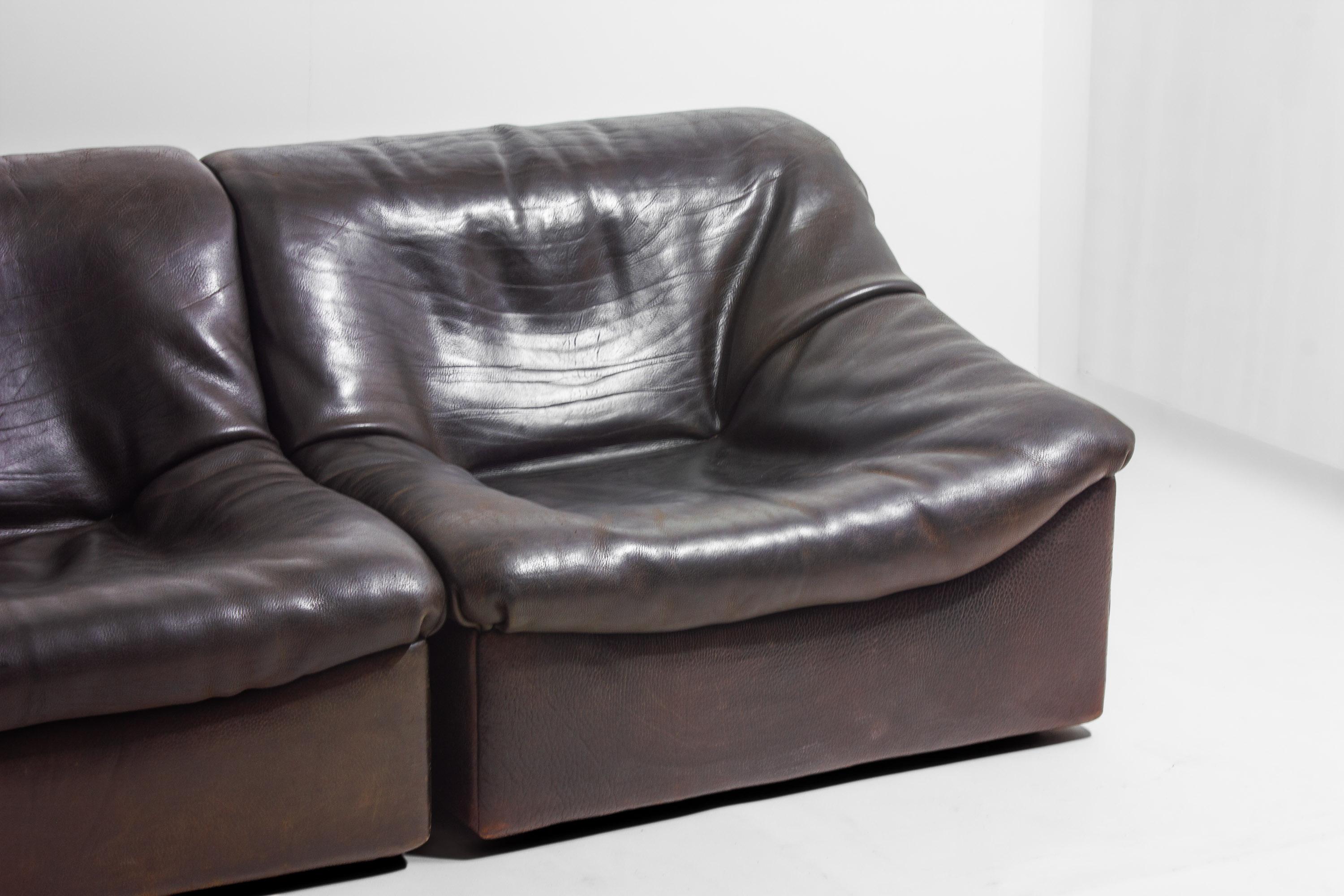 Fin du 20e siècle Grand canapé modulaire De Sede 'DS-46' avec fauteuil, Suisse 1970 en vente