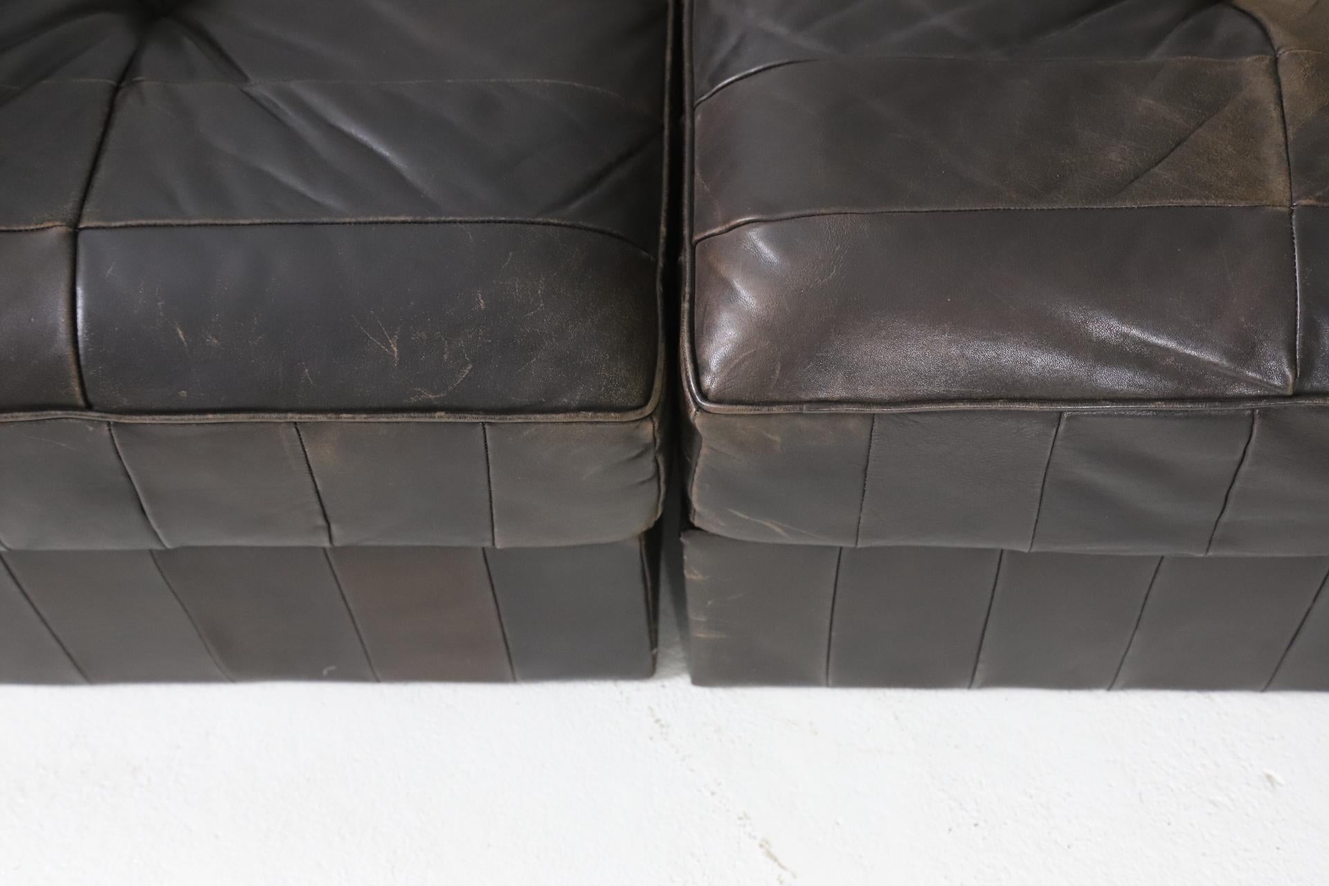 Large De Sede 'DS-88' Modular Sofa in Patinated Brown Leather 4