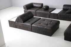 Sofá modular grande De Sede "DS-88" de piel marrón patinada