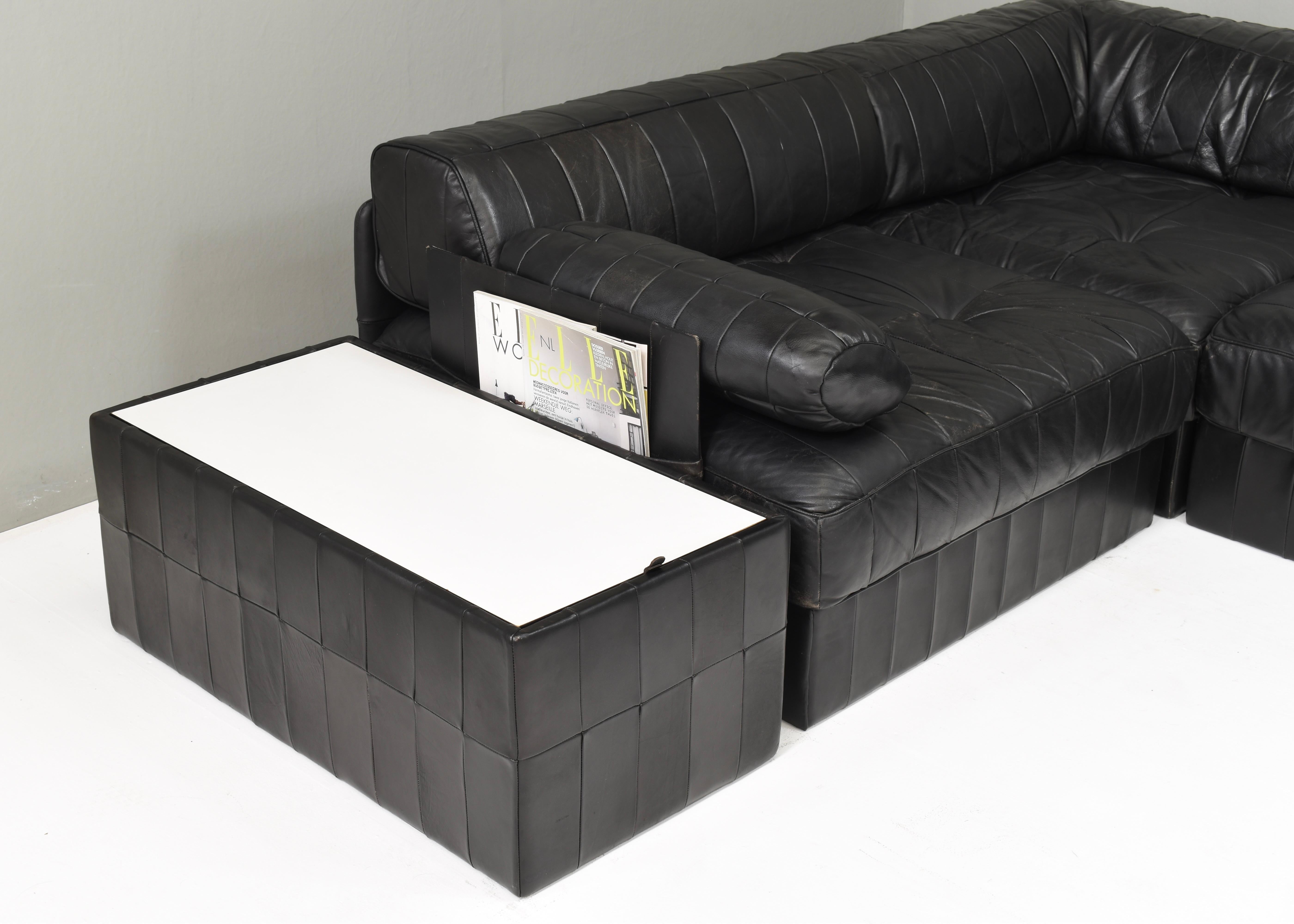 Large De Sede DS-88 Sectional Sofa in Black Leather, Switzerland, 1970's For Sale 9