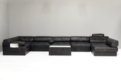 De Sede DS-88 Sectional Sofa in Black Patchwork Leather, Switzerland, 1970's