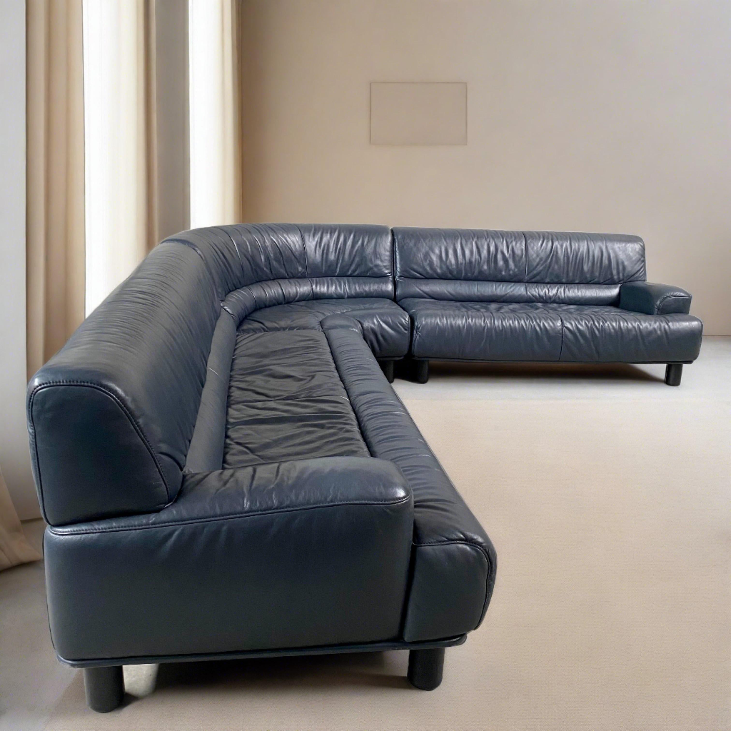 large black leather sectional
