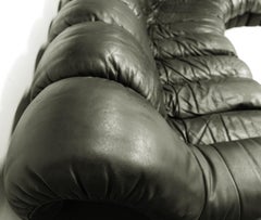 Large De Sede Endless Non-Stop DS 600 Black Sofa, 20 Sections, 1970s