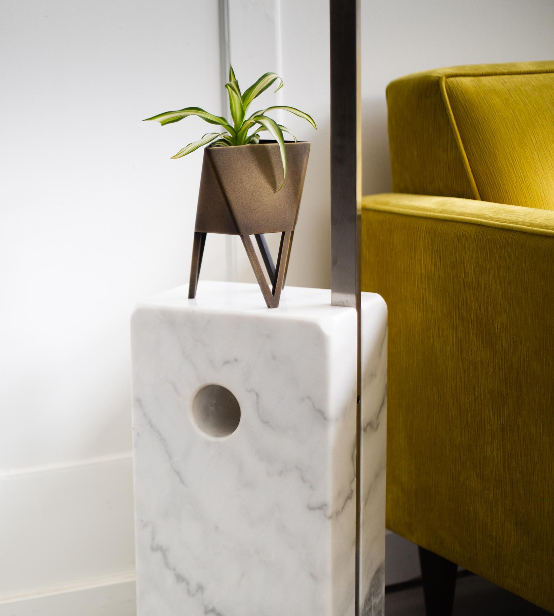 Force/Collide's award-winning signature planter is an ongoing production available in multiple colors and sizes. This original design is a nod to playful perspectives and spatial relationships. Proportions are thoughtful in aesthetic while