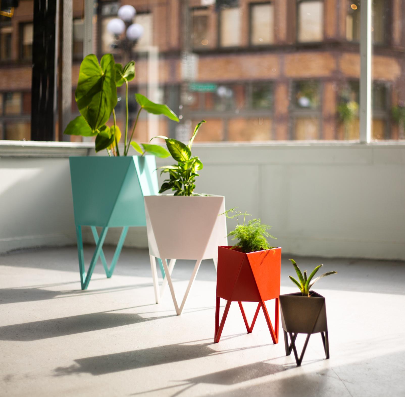 Contemporary Large Deca Planter in Mint by Force/Collide, 2020