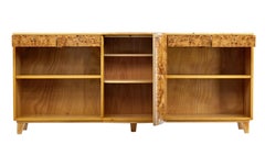 Large Deco Inspired Elm and Burr Low Open Bookcase