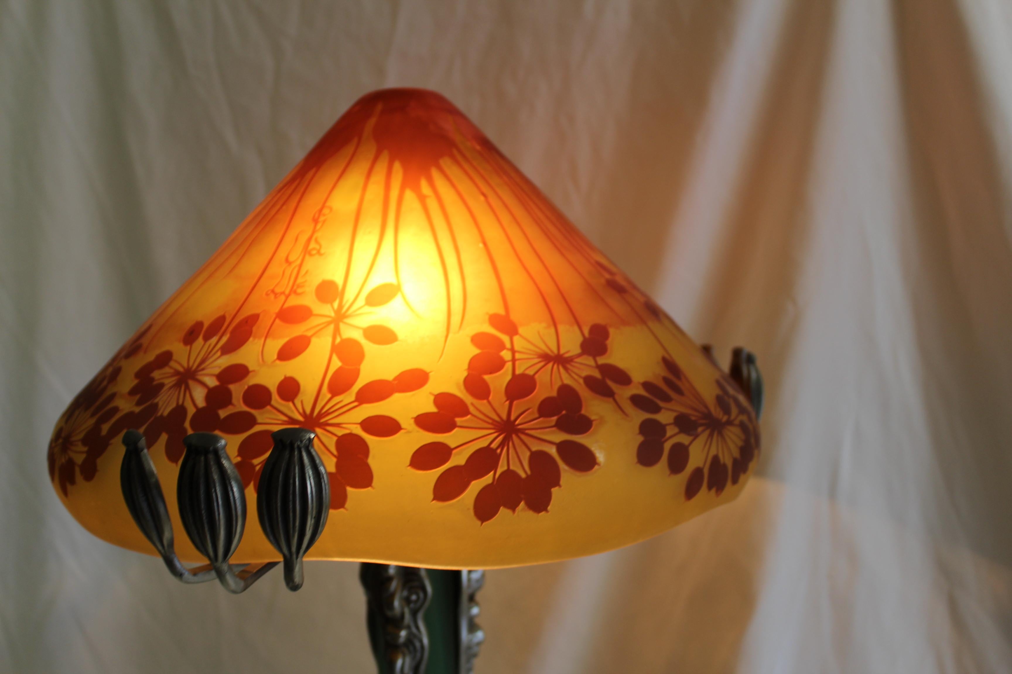 European Large Deco Mushroom Lamp, Manner of Galle' For Sale