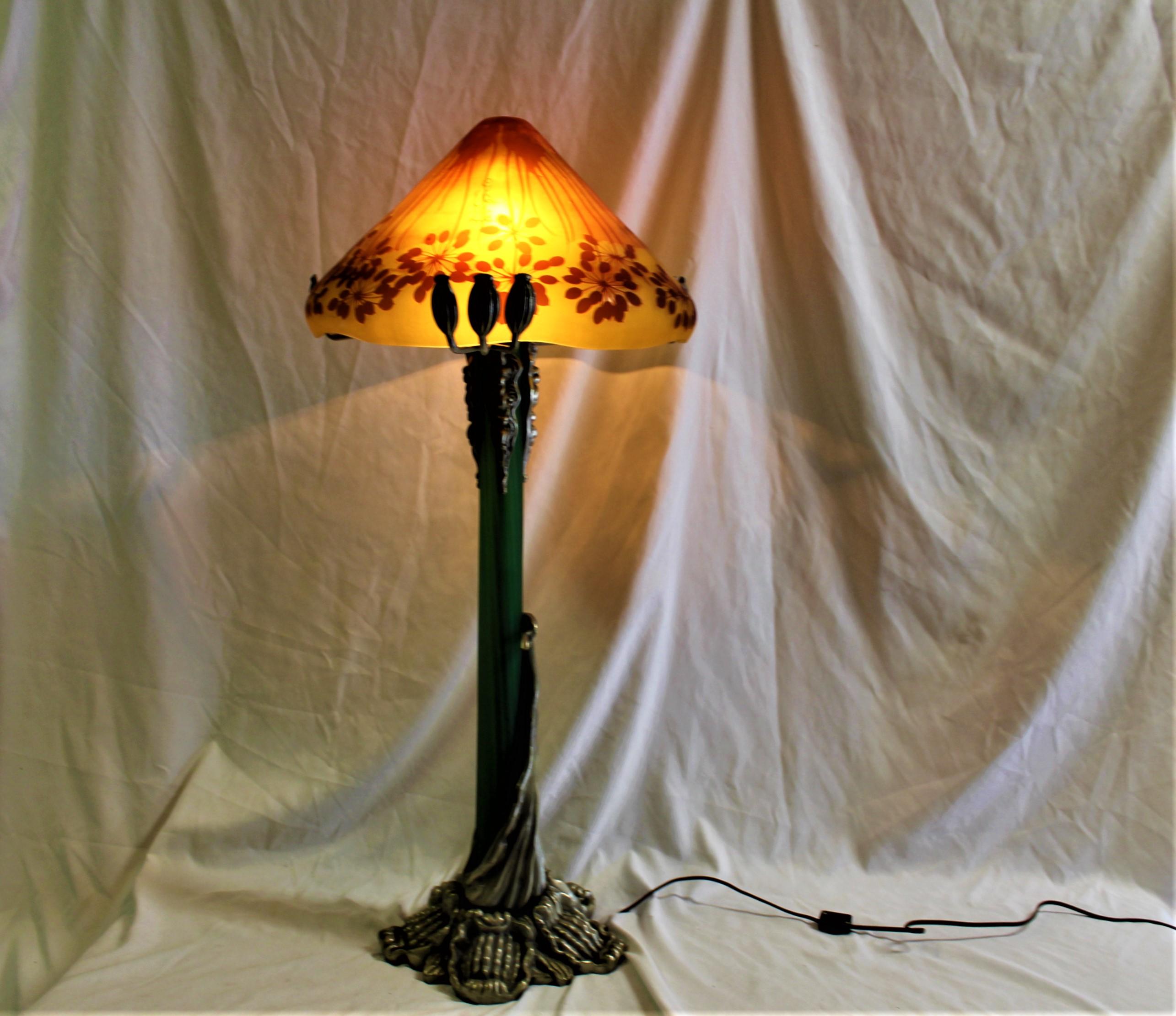 Large Deco Mushroom Lamp, Manner of Galle' In Good Condition For Sale In Los Angeles, CA