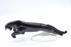 Large Deco sculpture of a panther in Murano glass, 1940s