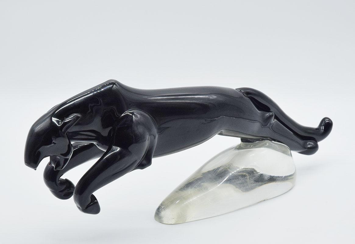 Art Déco Grande scultura Deco di una pantera in vetro di Murano, anni '40 in vendita