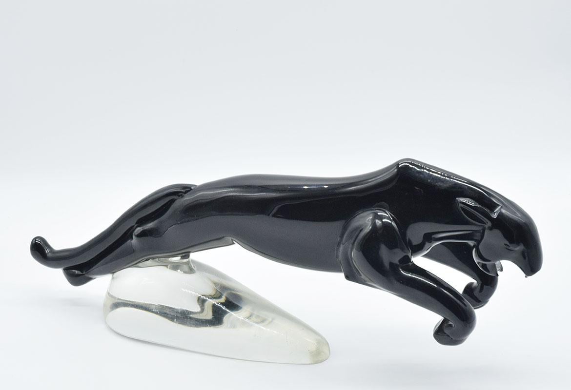 Metà XX secolo Grande scultura Deco di una pantera in vetro di Murano, anni '40 in vendita