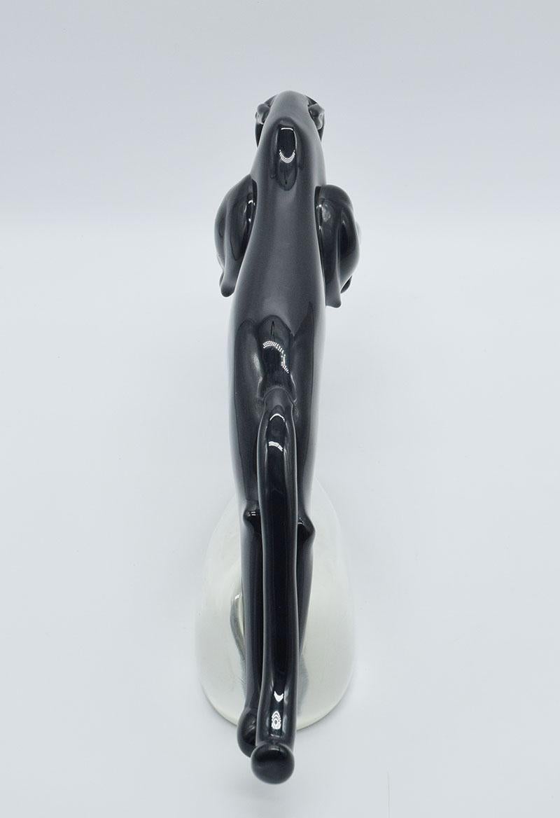 Vetro di Murano Grande scultura Deco di una pantera in vetro di Murano, anni '40 in vendita