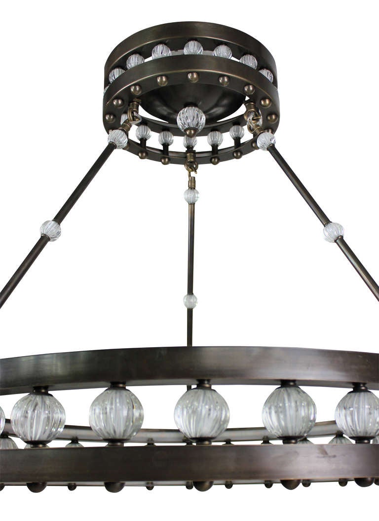 Large Deco Style Corona Chandelier In Excellent Condition In London, GB