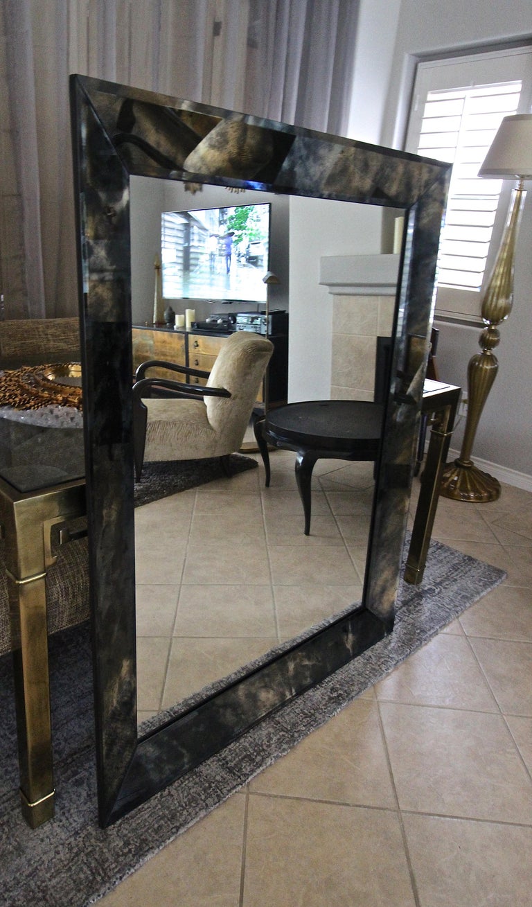 Large Deco Style Smoked Antiqued Panel Wall Mirror at 1stDibs