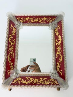 Large decorated Murano Glass Table Mirror, attributed to Ercole Barovier, 1940s.