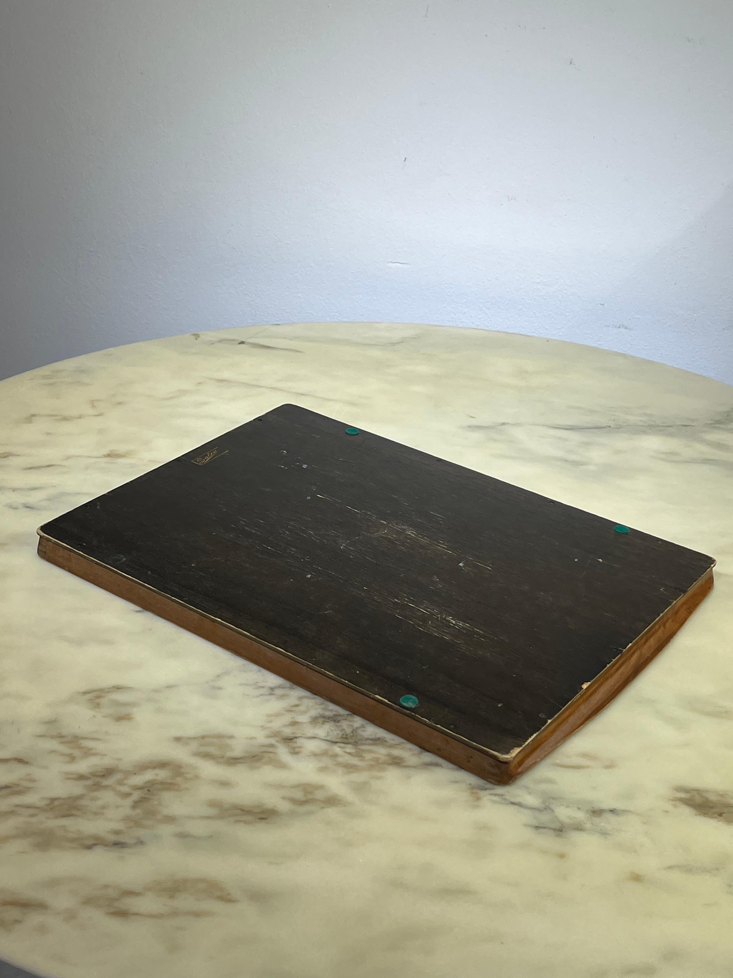 Mid-20th Century Large Decorated Tray, beech and formica wood, Italy, 1950s For Sale