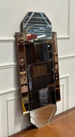 Large Decorative 1920s Art Deco Peach Glass Flower Petal Mirror