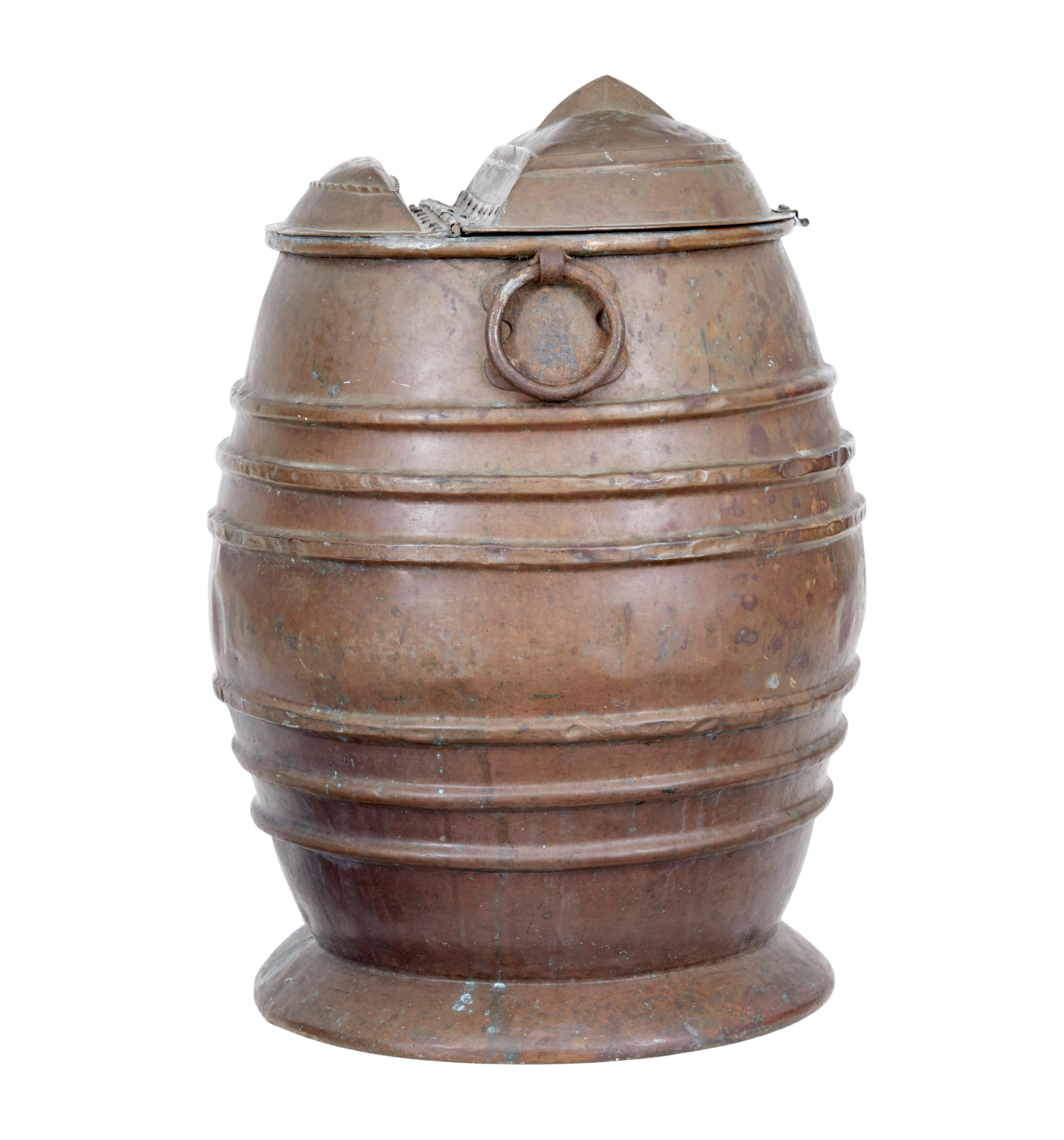 Hand-Crafted Large Decorative 19th Century Copper Storage Churn
