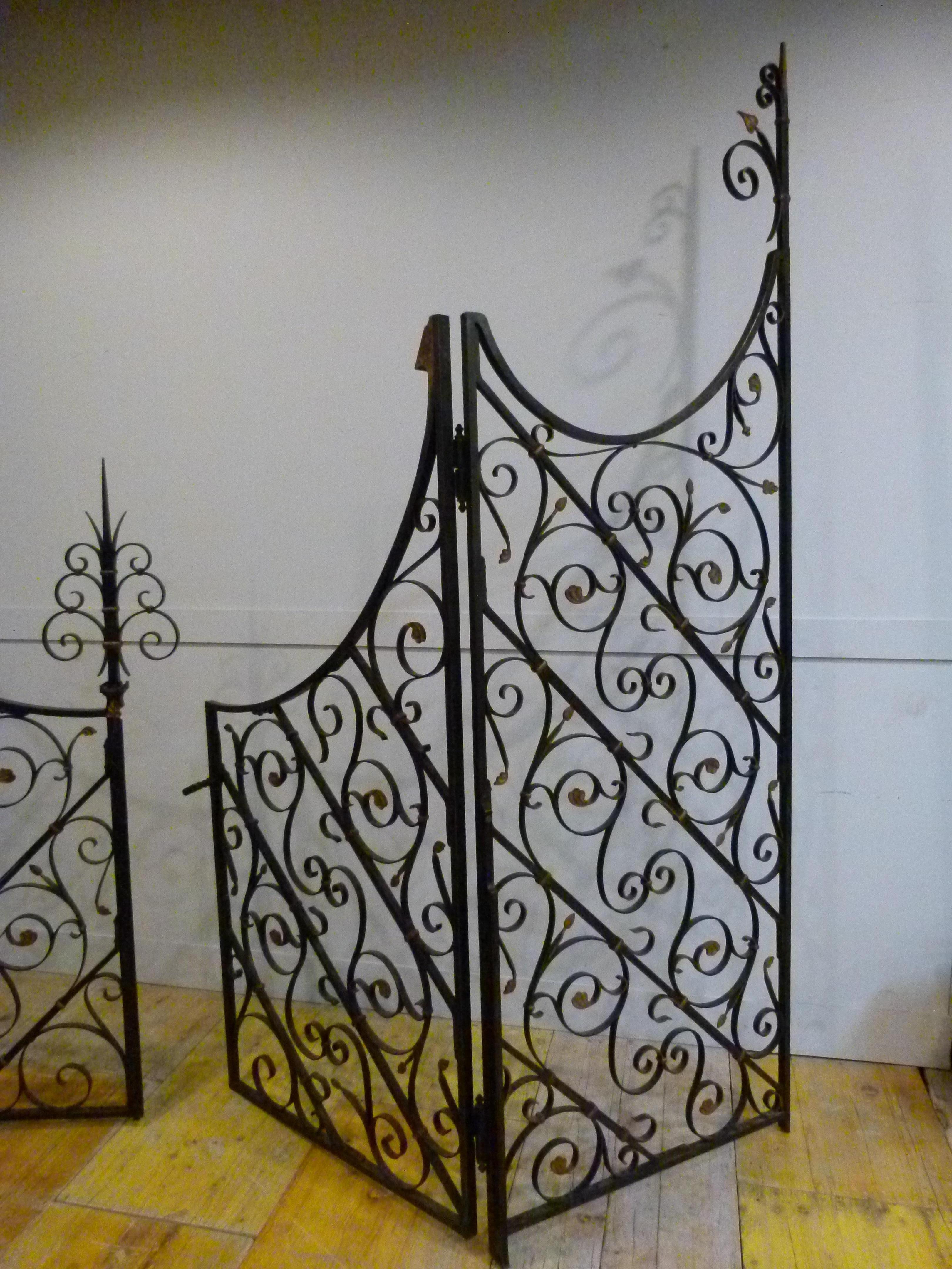 French Large Decorative 4-Panel Iron Room Divider