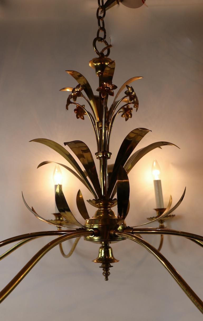 Brass Large Decorative 8-Arm Chandelier by Halcolite