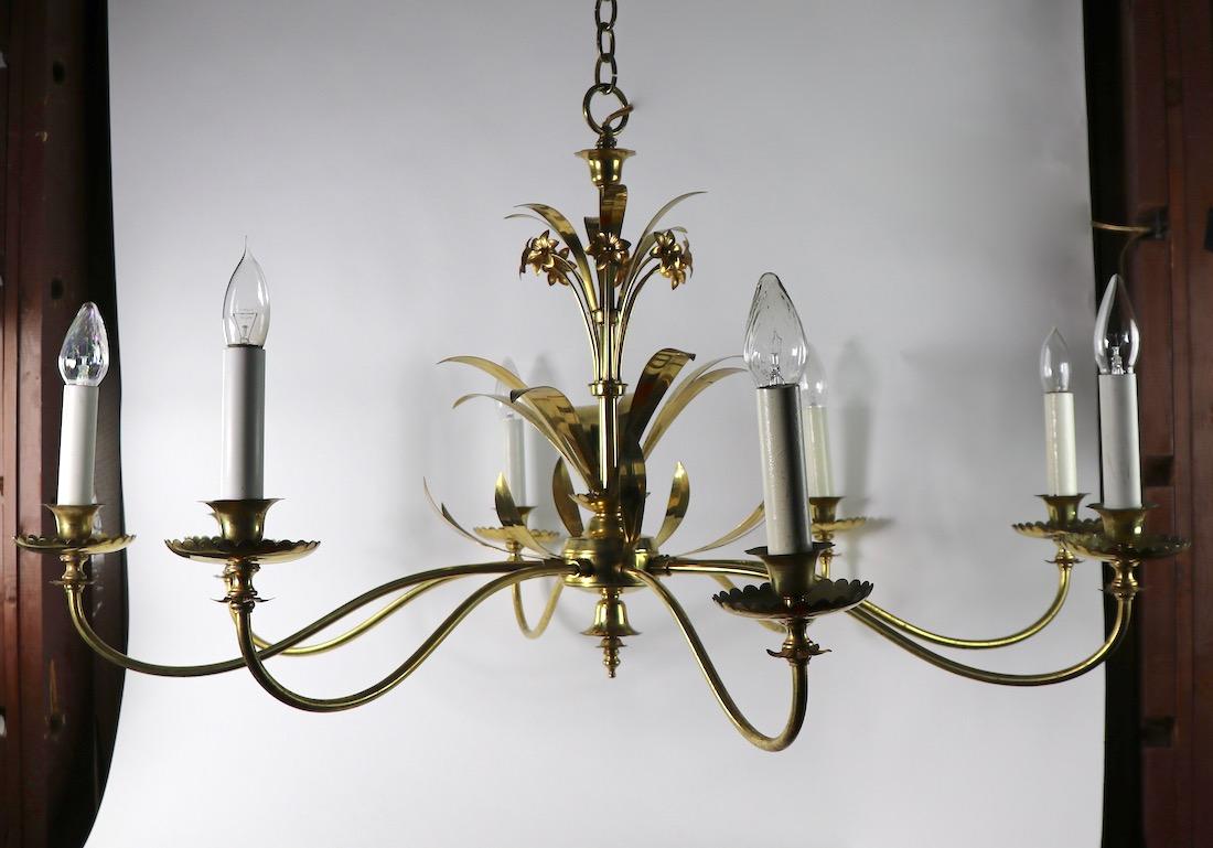 American Large Decorative 8-Arm Chandelier by Halcolite