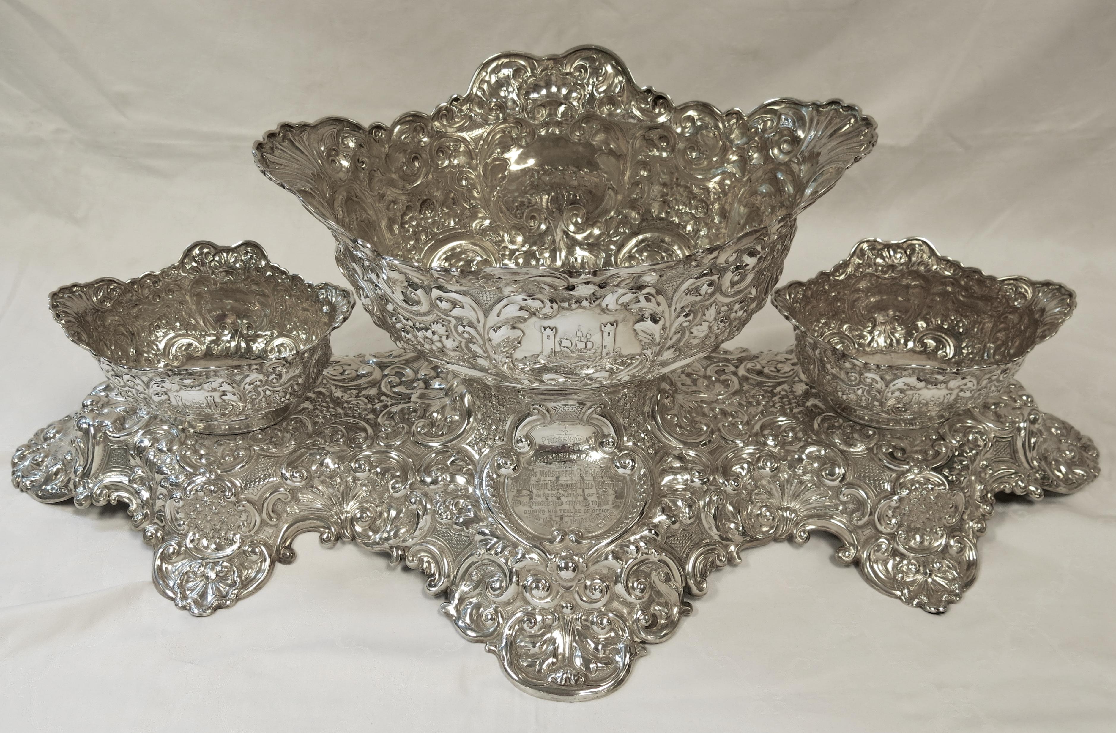 Large and Decorative Antique English Sterling Silver Centerpiece, Irish Interest 5
