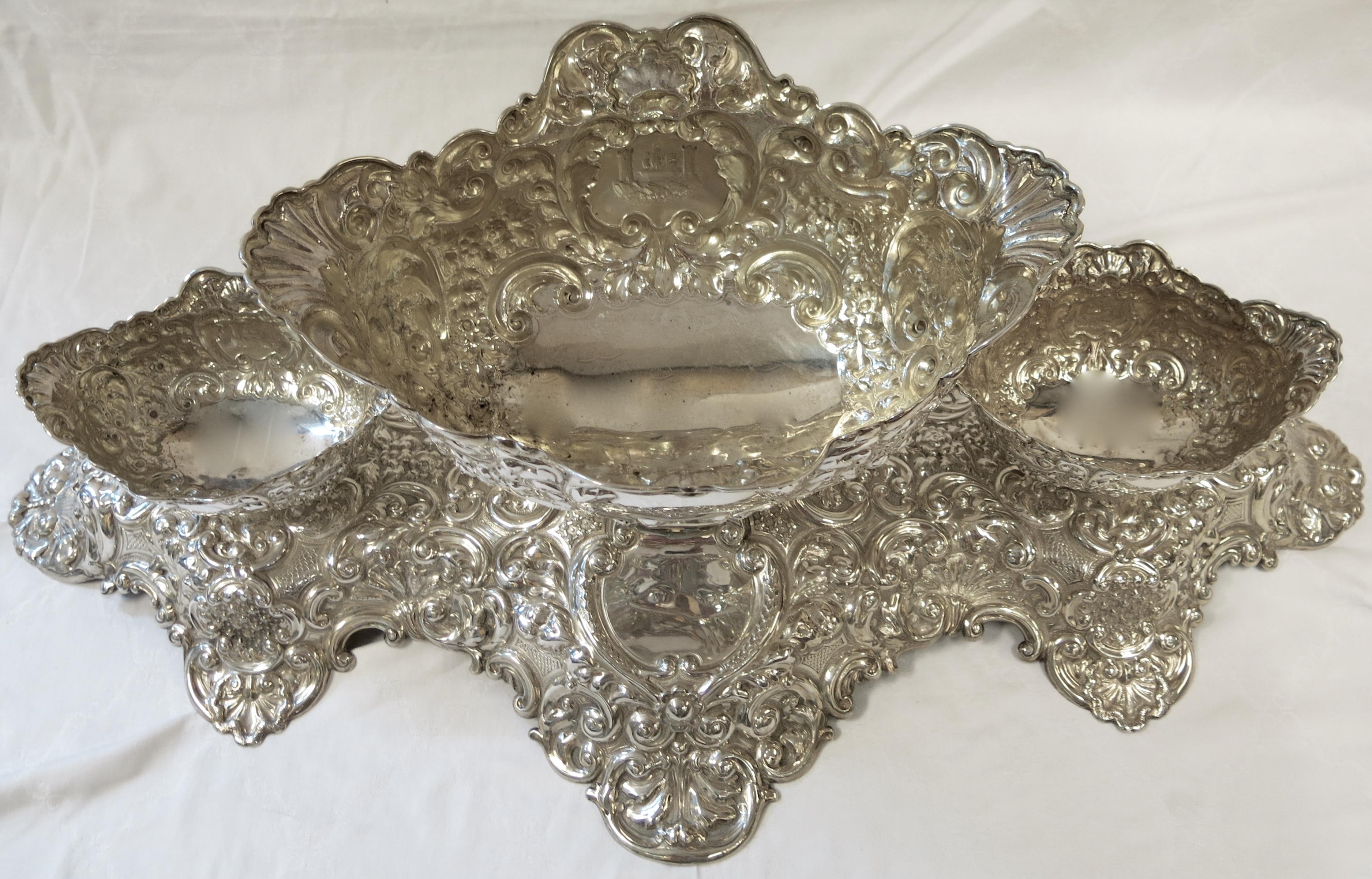 Large and Decorative Antique English Sterling Silver Centerpiece, Irish Interest 7