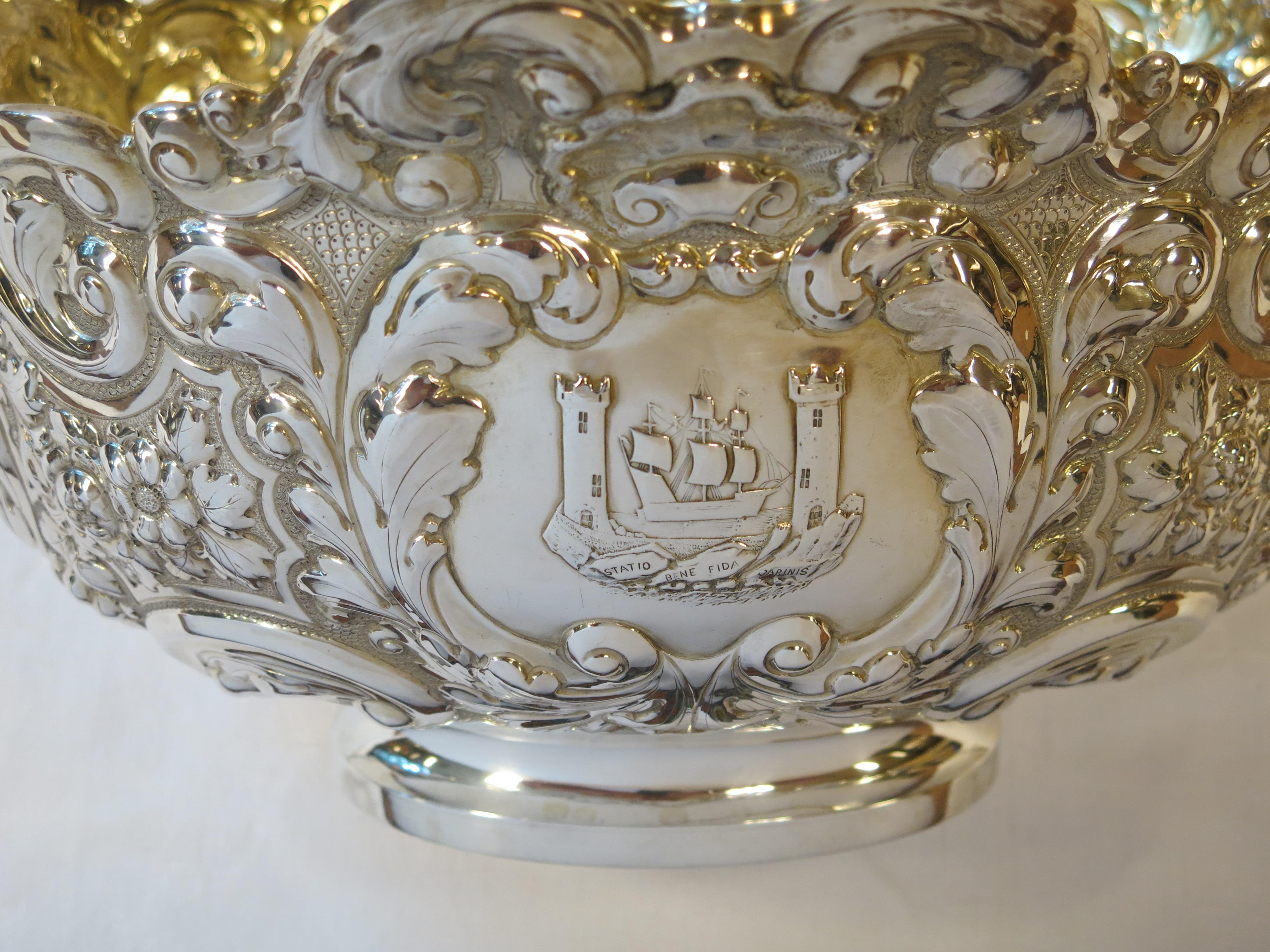 Large and Decorative Antique English Sterling Silver Centerpiece, Irish Interest 1